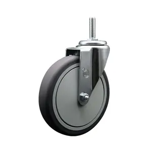Thermoplastic Rubber Swivel Threaded Stem Caster - 6" x 1.25" Gray Wheel and 3/4" Stem - 300 lbs Capacity/Caster - Service Caster Brand