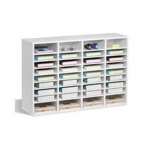VEVOR Literature Organizer, 36 Compartments Office Mailbox with Adjustable Shelves, Wooden Mailbox Sorter Medium Density Fiberboard Office Home Classroom Storage for Files, Documents, Papers, White