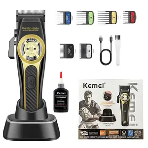 Professional Cordless Hair Clipper Adjustable Clipper Km-2373, 8800rpm Magnetic Balance Motor, Rechargeable Station, High-End Men's Grooming Tool