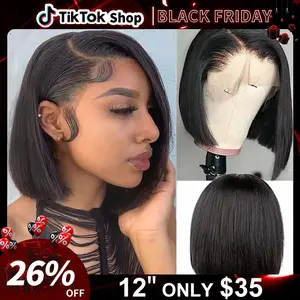 Bob Wig Human Hair 13x4 Lace Front Wigs Human Hair 14 Inch Raw human hair bundles 180 Density Straight Frontal Wigs Human Hair HD Lace Wig Short Bob Wigs for Black Women Human Hair Glueless Wigs Pre Plucked Blunt Cut Wig bob wig deals for you days