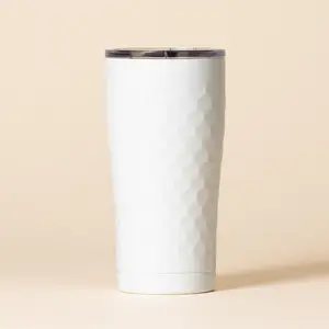 SIC Dimpled Golf 30 oz. Stainless Steel Tumbler - Portable Drinkware, Glossy White Finish