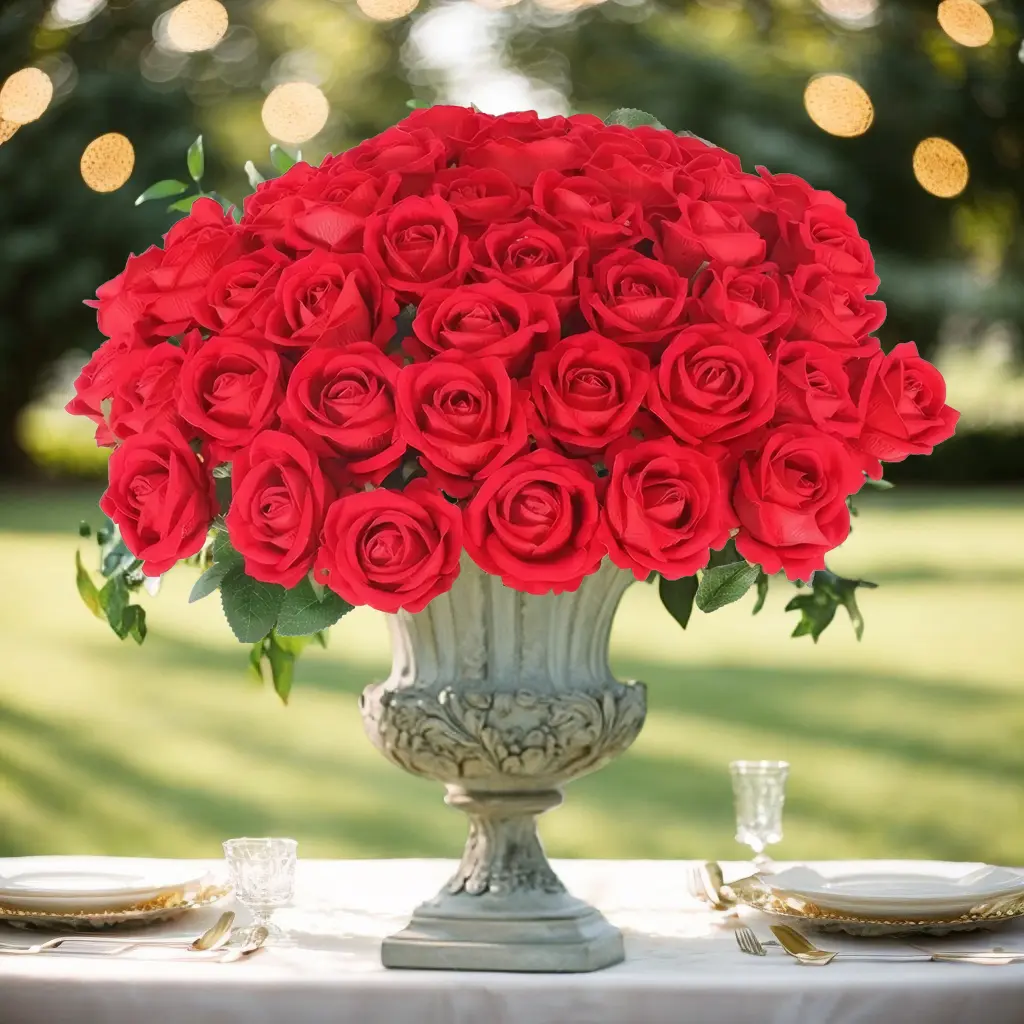 10pcs/20pcs/50pcs Lifelike Long-Stem Silk Artificial Roses Decoration Bouquet - Decorative Artificial Flowers, Everlasting Rose Flower, Home Wedding Ornaments
