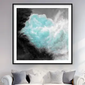 Begin Home Decor C1FM4848J0COWI 48 x 48 in. Turquoise Clouds - Contemporary Framed Print Wall Art for Home Decor