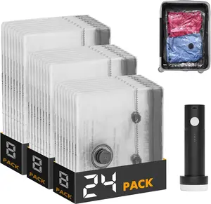 SpaceAid Travel Vacuum Bags with Electric Pump – Vacuum Seal Bags for Clothing, Luggage, Backpack, and Suitcase