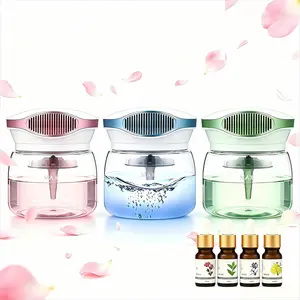 3-in-1 Portable Humidifier - Air Purifier, Aromatherapy Diffuser with LED Lights, 700-1100mL Optimal Capacity, Includes 4 x 10mL Fragrance Oils for Office, Room Humidification Needs