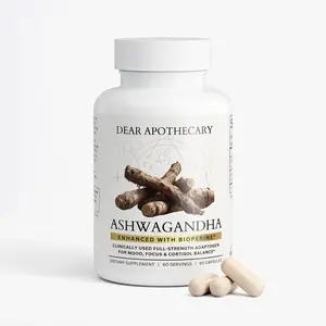 Organic Ashwagandha – Organic Root Extract with BioPerine – 60 Vegan Capsules – Supports Stress Relief | Hormonal Balance | Mental Clarity | Cortisol Support Balance | Indian Ginseng | Non-GMO, Made in USA | Dear Apothecary | Ashwagandha Supplement