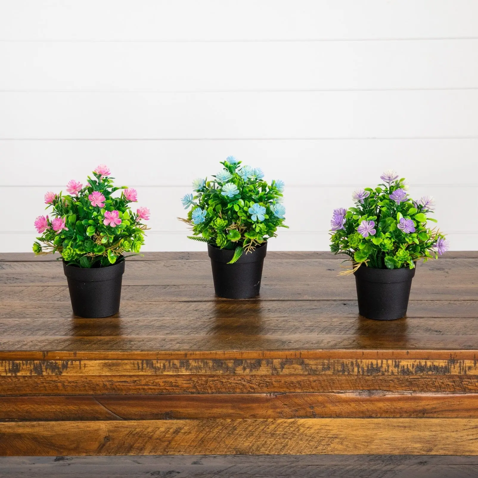 8” Artificial Rose Flowering Arrangement -Set of 3