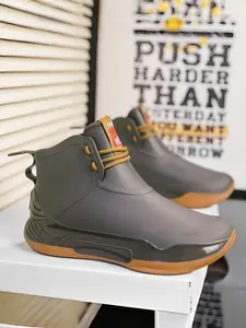 Unisex Black Trendy Ankle Rain Boots Footwear, One-Piece Fully Waterproof, Anti-Slip Wear-Resistant Thick Sole, Shock-Absorbing Foot Protection, Ideal for rainy commuting, outdoor wading, construction work