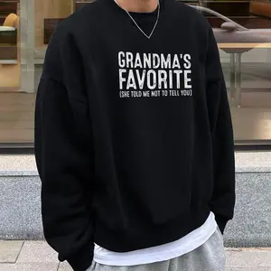 Grandma’s Favorite Sweatshirt, Casual Graphic Tees Unisex Classic Hoodie Sweatshirt Trendy Clothes Graphic Hoodies, Crew Neck Graphic T-Shirt