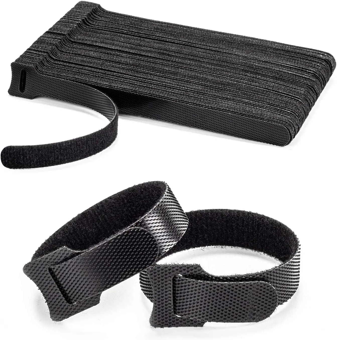 [New Deal] 80PCS Reusable Cable Ties Black Adjustable 6-Inch Cord Organizer Ties Multi-purpose Hook Loop Cable Management Wire Ties, 6 Inches