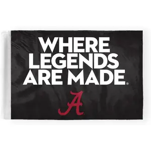 AGAS Alabama Universty- Where Legends Are Made Motorcycle Flags - 6 x 9 Inchs - Double Sided Print, Double Layered Wrap Knitted Polyester with 0.75" Pole Sleeve - Officially Licensed NCAA Crimson Tide Flag