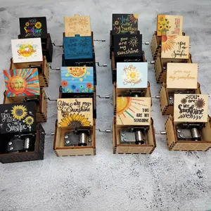 Vintage Carved Wooden Music Box, Letter & Sun Pattern Musical Gift, Perfect for Daughter Wife Mother Friend Birthday & Anniversary Present