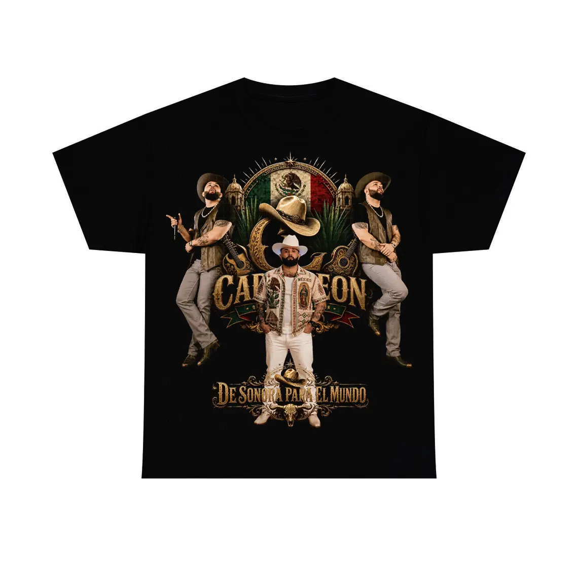 Women's Fitted Vintage Mexican Digital Graphic Print Cotton Tee - Basic Short Sleeve Round Neck Streetwear Top for Latin Music Festival, Digital Print, Mexican Graphic Print Women's T-Shirts