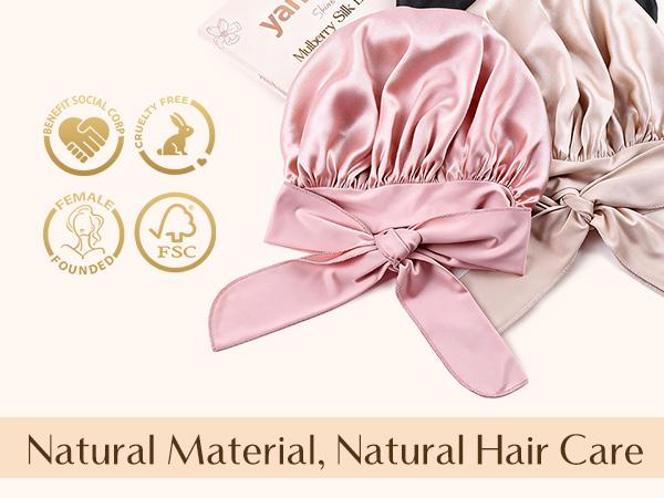 YANIBEST 22 Momme 6A Grade 100% Mulberry Silk Bonnet for Sleeping Women Double Layer Silk Sleep Bonnet with Tie for Long Curly Hair,Silk Sleep Cap Black