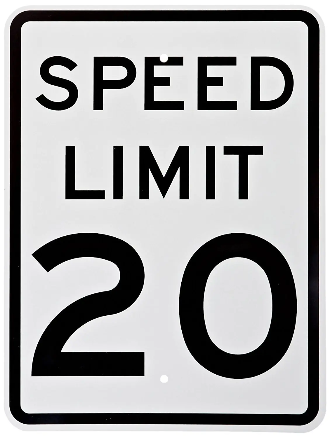 "Speed Limit 20" MUTCD Outdoor Road Safety Sign, 12"x16" 3M Engineer Grade Reflective Aluminum, Graffiti-Resistant, Round-Mount Compatible