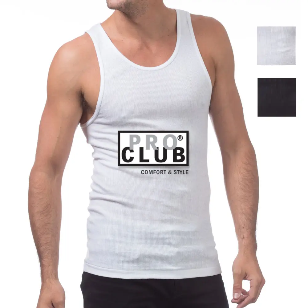 PROCLUB Men's 3 Pack Cotton Ribbed A-Shirts PRO CLUB A Shirt Underwear Tank Top Undershirts Ashirts A Shirts Casual Slim Fit Long Hip Hop Harem (S to 5XL)