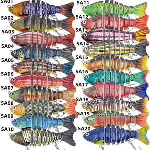 Lures with Hooks 3D Realistic Eyes ABS Material 6 Segments for Bass Trout Walleye Ultra Sharp Treble Hooks Lifelike Fishing Baits