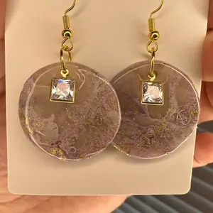 Lavender marbled clay earrings