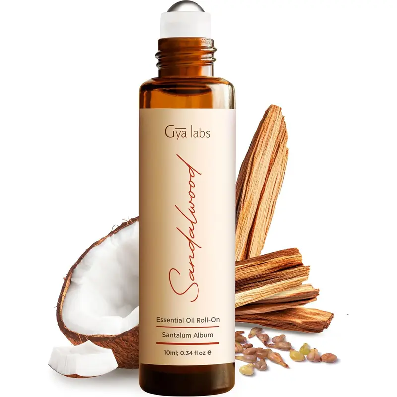 Gya Labs Sandalwood Roll-On Perfume Oil for men, Natural Woody Fragrance, Alcohol-Free Travel Size, Gift, 0.34 fl oz (10 mL) mothersdaygift, tiktokshopstockup,Summervibes