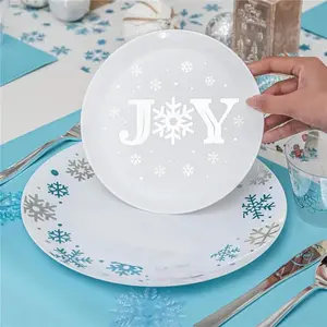 Christmas Dinnerware Set 60 PCS for 30 Guests,Heavy Duty Plastic Party Disposable Plates, dinner plates