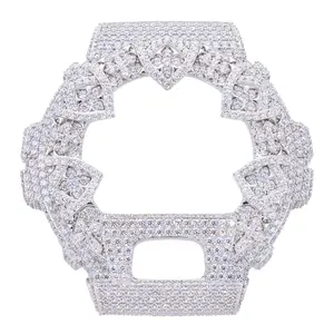 UCCIYO Watch Case  Copper Moissanite Iced Out Watch Bezel Case for DW6900 Women Men Hip Hop Jewelry Gift Valentines Day gift Covers Golden【#CMW41】