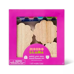 3ct Wood Flowers Painting Craft Kit- Mondo Llama