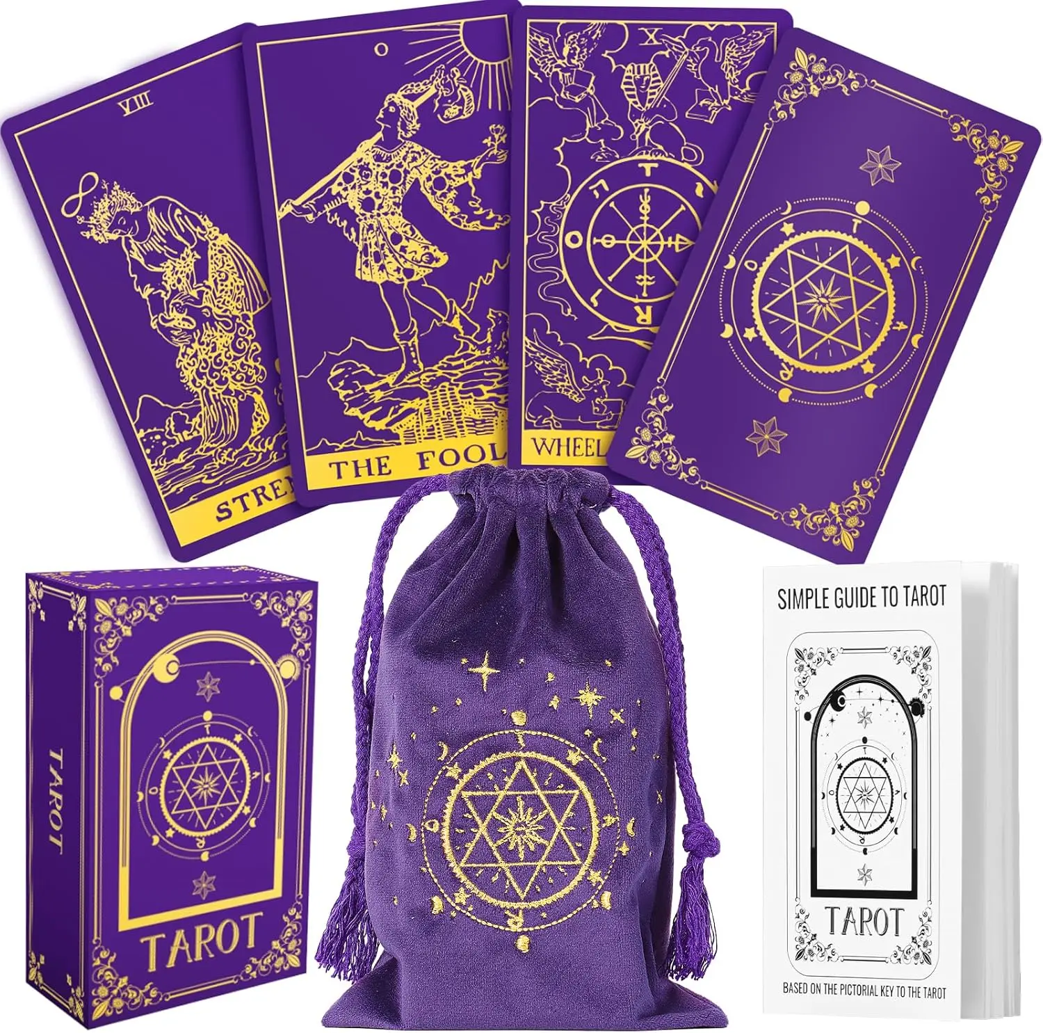 78 Tarot Cards Deck with Guide Book & Linen Carry Bag - Classic Original Tarot Cards for Beginners to Experts, Ideal for Witchy Gifts for Women