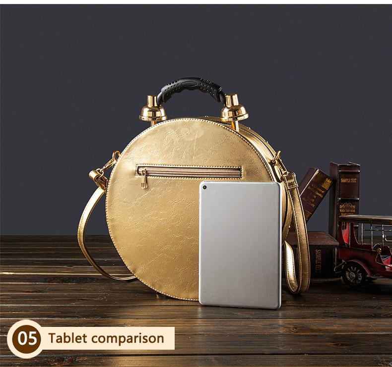 Women's Retro Style PU Leather Crossbody Bag - Battery-Powered Clock, Waterproof Sling Bag, Interior Pocket, Ideal Gift