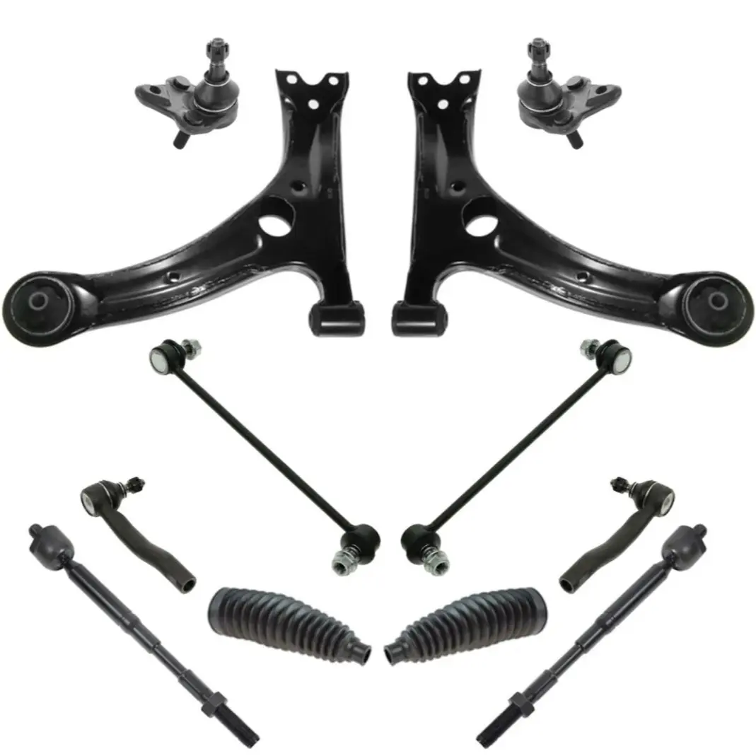 12 Piece Steering & Suspension Kit Control Arms Ball Joints Tie Rods End Links