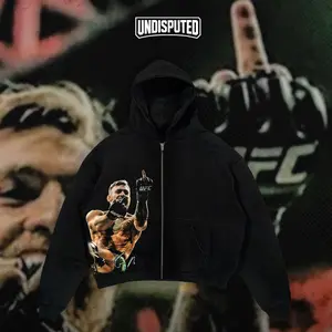 UNDISPUTED Conor "The Notorious" McGregor Iconic Signature Heavy Blend Hoodie Full Zipper Hoodie The Notorious UFC Hoodie UFC Hoodie Zip Up Hoodie For UFC Fan Apparel Menswear Direct-to-garment Breathable Printing