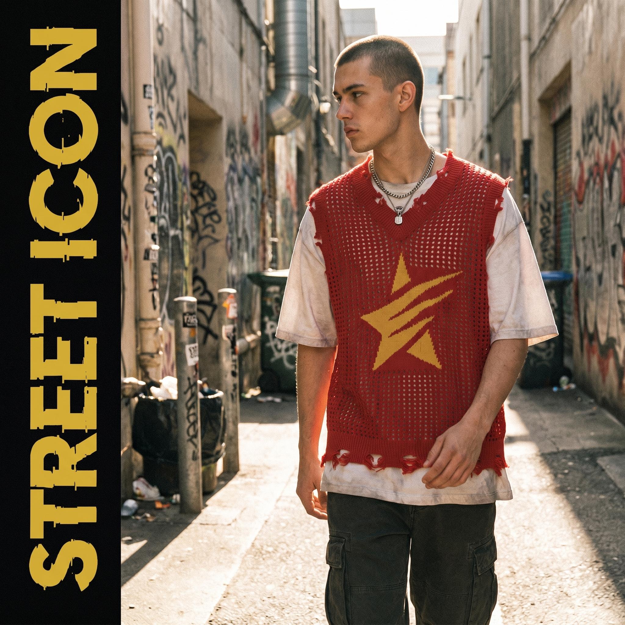 Grandclad Men's Sleeveless Knit Hollow Out Knit Tank Stylish Pullover Workout Tanktop Vest Red