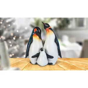 6"H King Penguin Family Statue Lovely Animal Decoration Figurine
