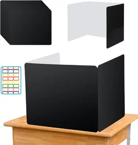 24 Pcs Black Privacy Folders for Students, Privacy Dividers for Classroom, Study Carrel Desks Privacy Boards, Cardboard Privacy Shields Folder for School Teachers Home