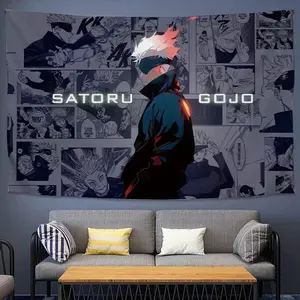 Jujutsu Kaisen Anime Wall Tapestry Manga Aesthetic Backdrop Shonen Poster Hanging Cloth Art Bedroom Living Room Dorm Decor Home Decoration Fabric Banner