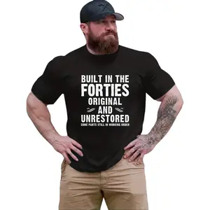Men's "BUILT IN THE FORTIES" Graphic T-Shirt Casual Sports Loose Round Neck Short Sleeve Tees Top Spring Summer Clothes for Big And Tall G Graphic Tees Men Crop Tops Summer Outfits for Men Summer Tops T-Shirt
