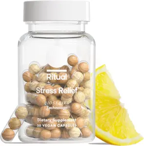 Ritual Stress Relief Supplement - Ashwagandha, L-Theanine, & Saffron - Helps Reduce Stress, Manage Cortisol, Promotes Calm, Relaxation* - All Day Support* - Vegan - Citrus - 30 Capsules - 30 Servings