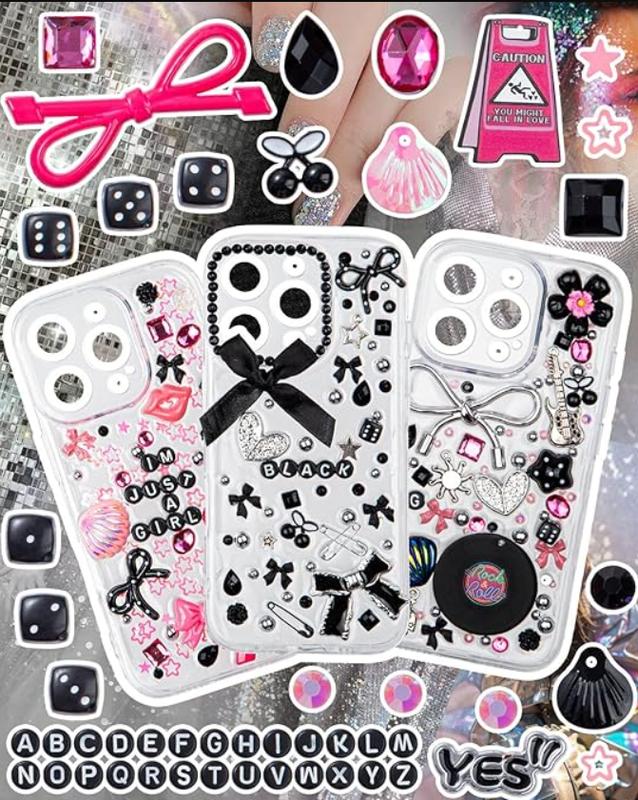 Junk case charms,junk case Kit for Customizing Diy Cases,With Cute Bow,Flatback Pearls,Letter Beads, Aesthetic Big Decor for Personalization
