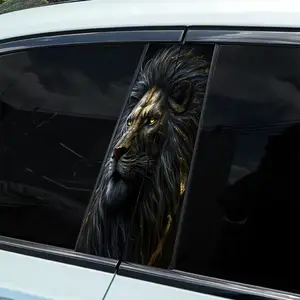 2 pieces of lion picture creative car sticker B-pillar protective sticker, self-adhesive glossy car window wall sticker, easy to apply, durable appearance decoration, Car Decals, Car truck decal