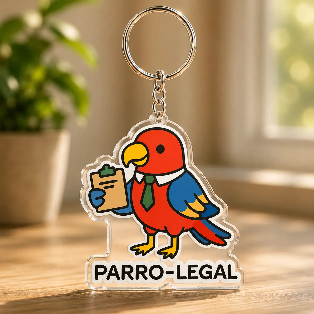 Parro-Legal Funny Parrot Acrylic Keychain Cute Paralegal Gift