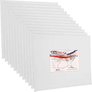 8 X 8 Inch Art Canvas Board Panels 12 Pack - 8 Ounce Heavyweight Cotton Acid Free Canvases for Painting Acrylics and Watercolor (1 Case of 12 Single Canvas Painting Panels)