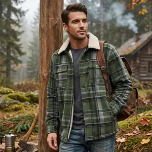 Men's Heavyweight Sherpa Lined Fleece Hooded Jacket - Warm Flannel Plaid Winter Coat with Soft Lining for Outdoor Activities Casual Wear Cold Weather Comfortable Durable Fashion Style
