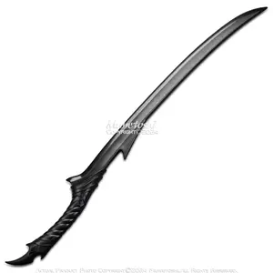 Munetoshi 33.5" Polypropylene Black Elven Sword Rings Lord Medieval Fantasy Cosplay Costume Textured Blade Training Tool Display Piece