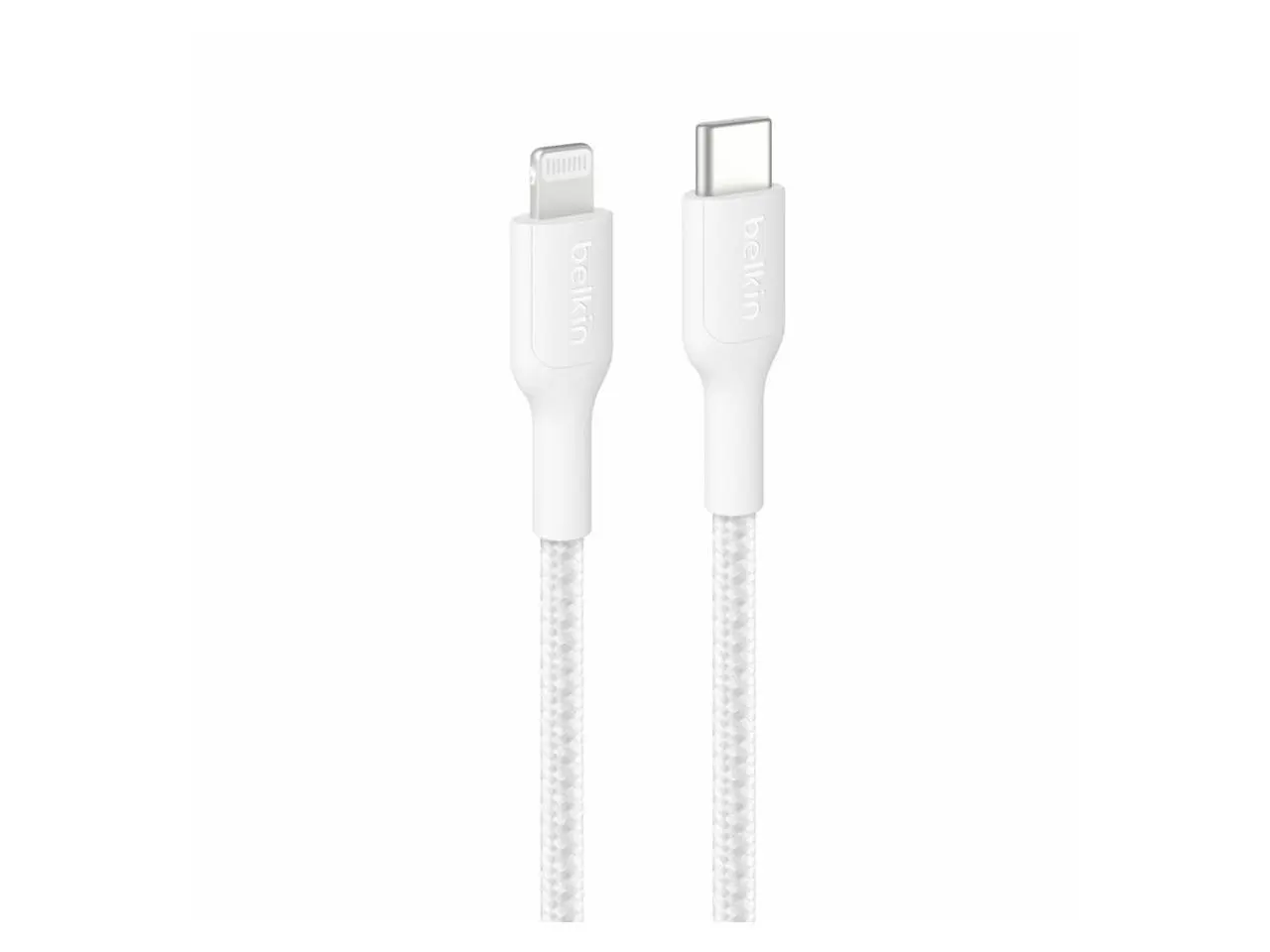 Belkin BoostCharge Pro USB-C Braided Cable with Lightning Connector - 6.6ft/2m - White - CAA022fq2MWH