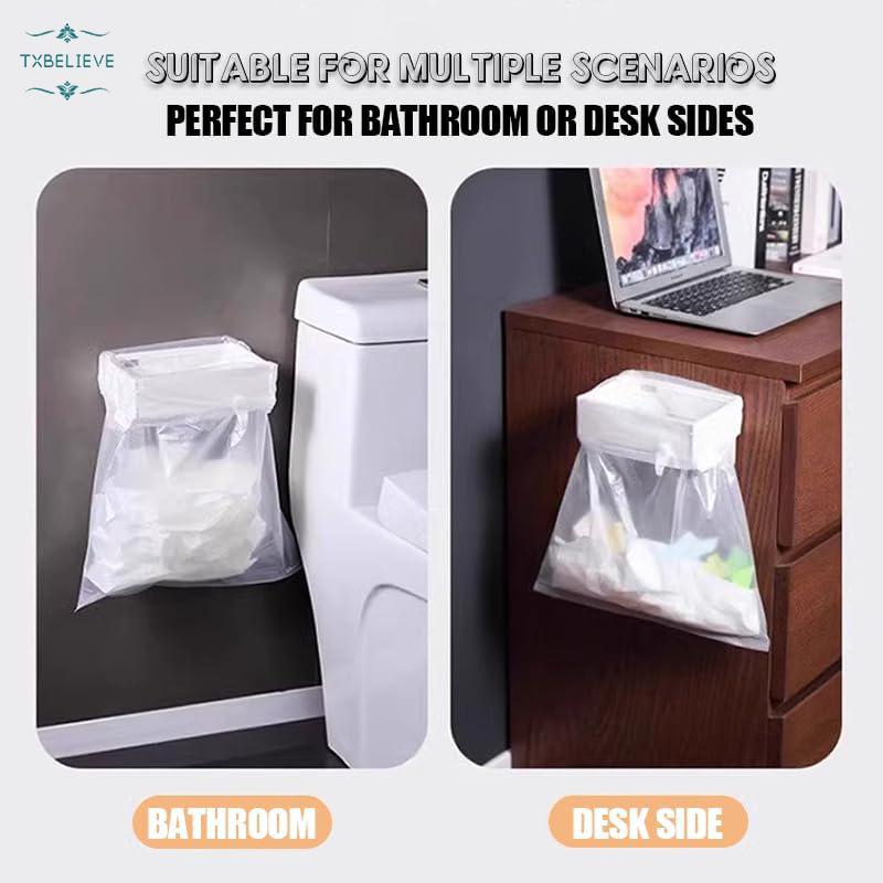 Foldable Trash Bag Holder, Hanging Waste Garbage Can Rack Magnetic Closure Waste Bag Hanger Racks with Fixing Snap for Kitchen Cabinets Doors