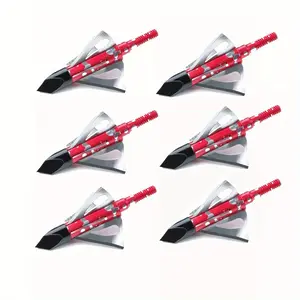 6PCS Hunting Broadhead 100 Grain Fixed 6-Blade 1.5inch Cutting Dia Hunting Bow Archery Shooting Tip Arrowheads