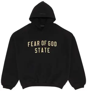 Fear of God Essentials Fleece Hoodie "State" Black Over Sized Fit FW24
