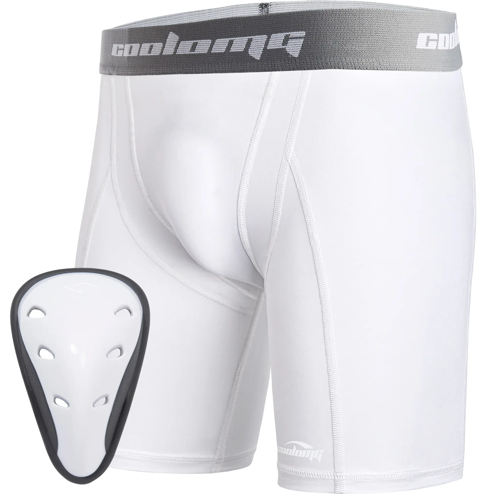 COOLOMG Men Compression Shorts with Cup Athletic Sliding Shorts Underwear for Baseball Football MMA Lacrosse Hockey Spandex Short Safety Shorts