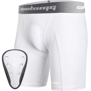 COOLOMG Men Compression Shorts with Cup Athletic Sliding Shorts Underwear for Baseball Football MMA Lacrosse Hockey Spandex Short Safety Shorts