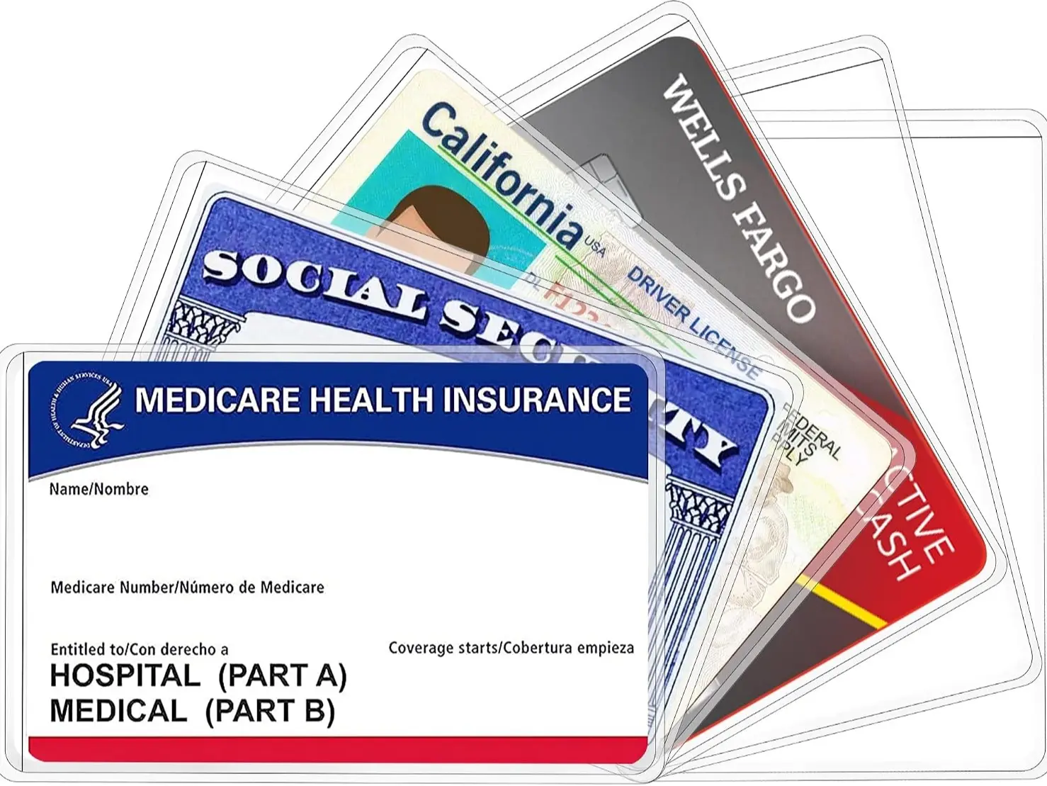 12Mil Thick Clear Waterproof PVC Card Protector Sleeves, 10 Count, Fit for Medicare Cards, Medical Cards, Credit Cards, Business Cards and Social Security Cards
