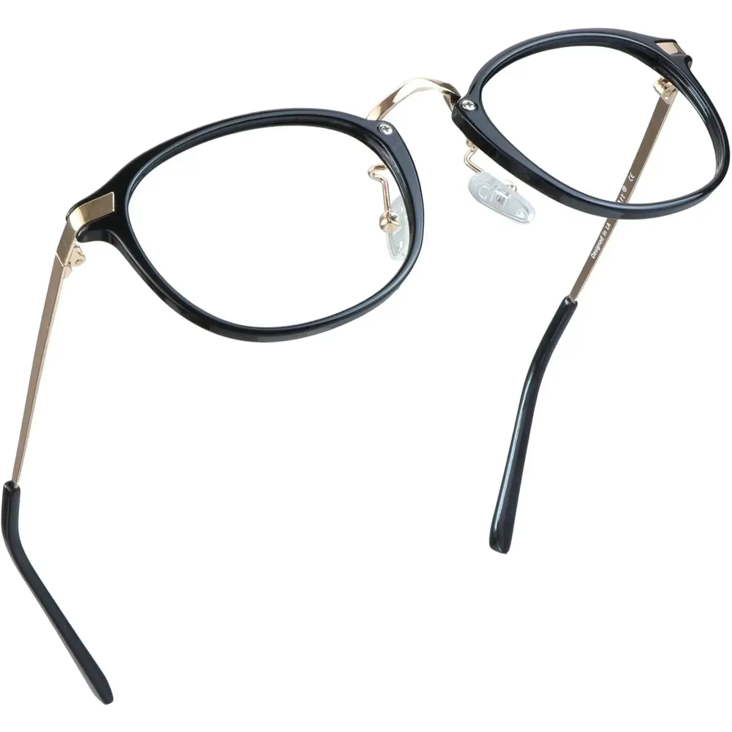 Blue Light Blocking Glasses, Anti Eyestrain, Computer Reading Glasses, Gaming Glasses, TV Glasses for Women Men, Anti Glare (Black Gold, +4.00 Magnification)
